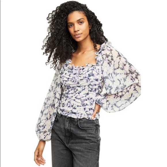 FREE PEOPLE Mabel Blouse Lilac XSmall NWT - Picture 7 of 7